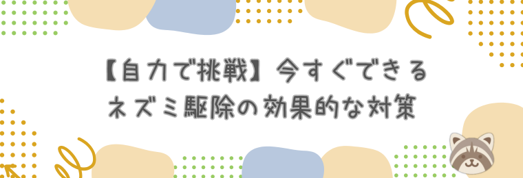 【自力で挑戦】今すぐできるネズミ駆除の効果的な対策
