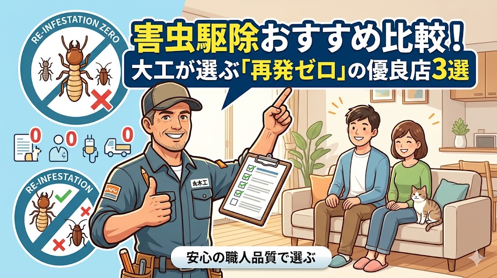 害虫駆除おすすめ比較！大工が選ぶ「再発ゼロ」の優良店3選