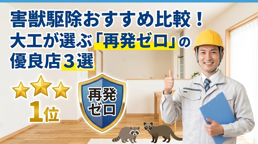 害獣駆除おすすめ比較！大工が選ぶ「再発ゼロ」の優良店3選