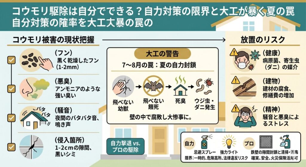 【修正用】コウモリ駆除は自分でできる？自力対策の限界と大工が暴く夏の罠