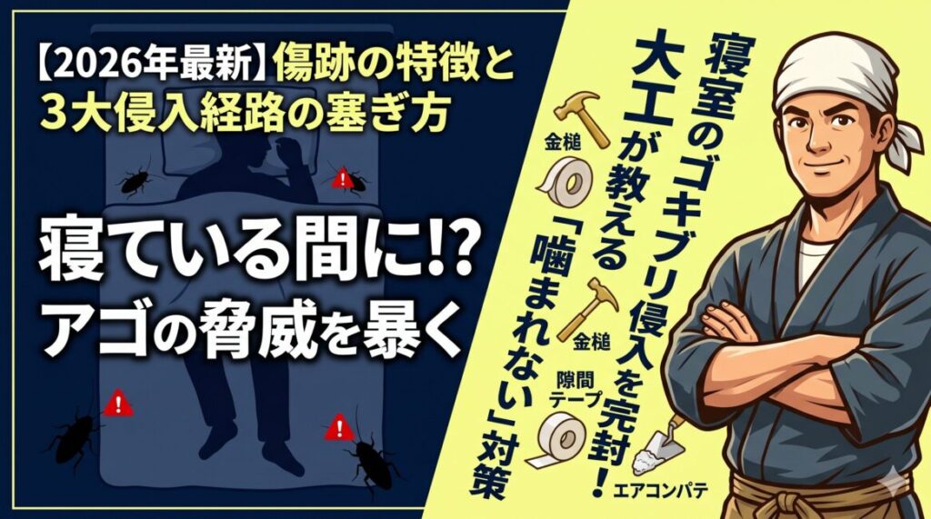 【修正用】【激痛】ゴキブリは人間を噛む？傷跡の特徴と大工プロの寝室侵入対策