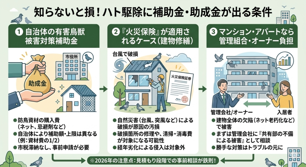 ハト駆除に補助金・助成金が出る条件