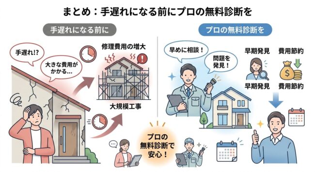 まとめ：手遅れになる前にプロの無料診断を