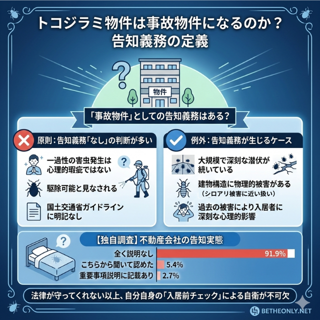 トコジラミ物件は告知義務なしの判断になることが多い