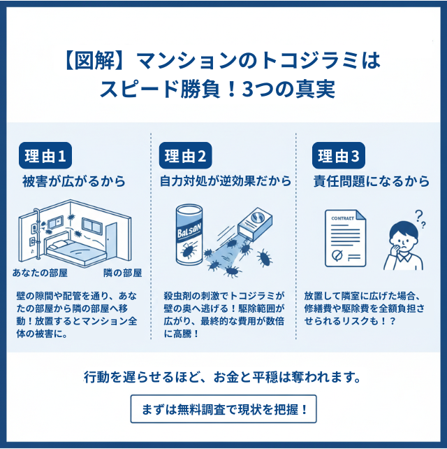 マンションでのトコジラミ発生はスピード勝負
