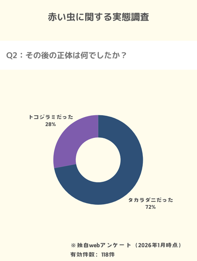 独自アンケート：赤い虫の28%がトコジラミっだった！