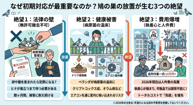 鳩の巣の放置が生む3つの絶望