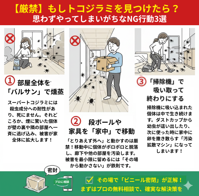 トコジラミ 段ボール 発見 NG対策 図解