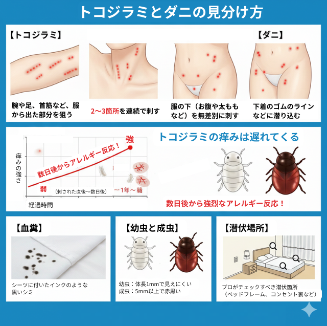 トコジラミとダニの見分け方