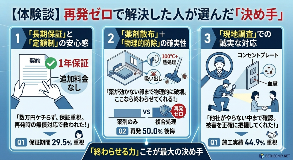 トコジラミ駆除で再発しなかった人が業者選びの決め手