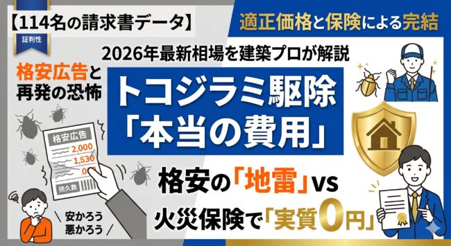 【2026年最新】トコジラミ駆除の費用相場は？格安業者の「再発地雷」と火災保険で実質0円にする資産防衛術