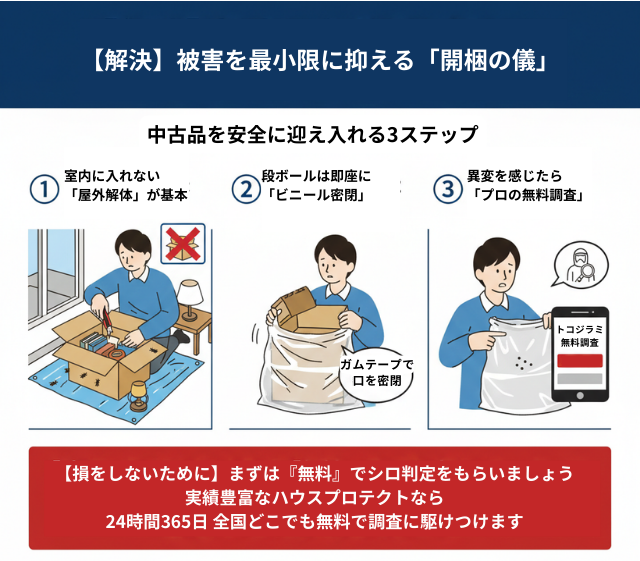 トコジラミ 段ボール 潜伏 理由 図解