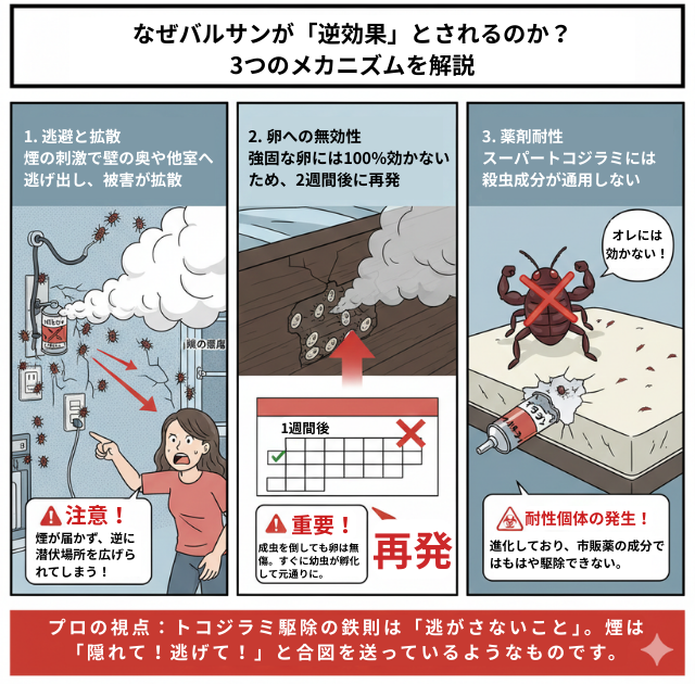 トコジラミにはバルサンは逆効果である3つのメカニズム