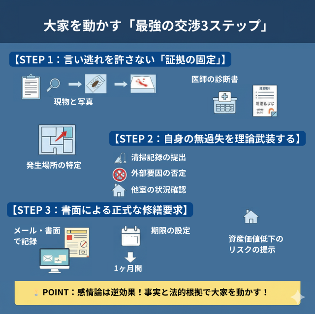 トコジラミの駆除を大家にしてもらうためのステップ