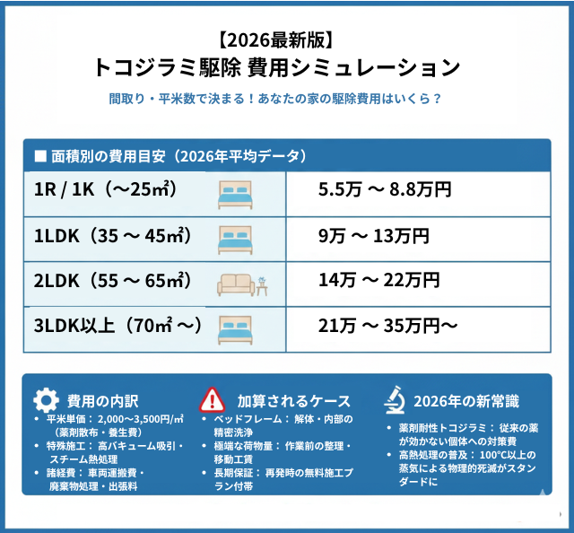 トコジラミ駆除費用のシミュレーション