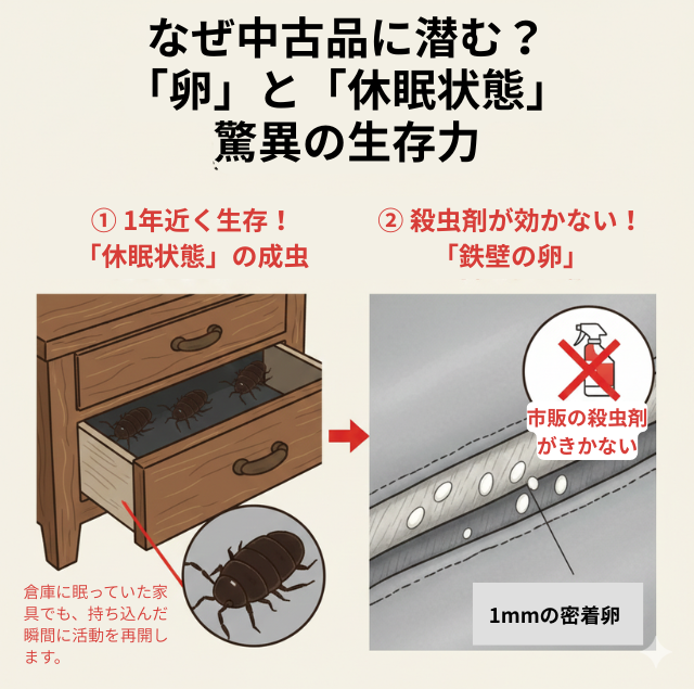 トコジラミの卵と休眠状態の驚異的な生存力