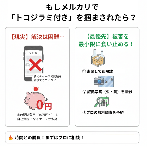 もしメルカリでトコジラミ付きを掴まされたら？