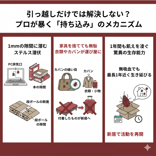 トコジラミを新居へ持ち込んでしまう原因と潜伏場所