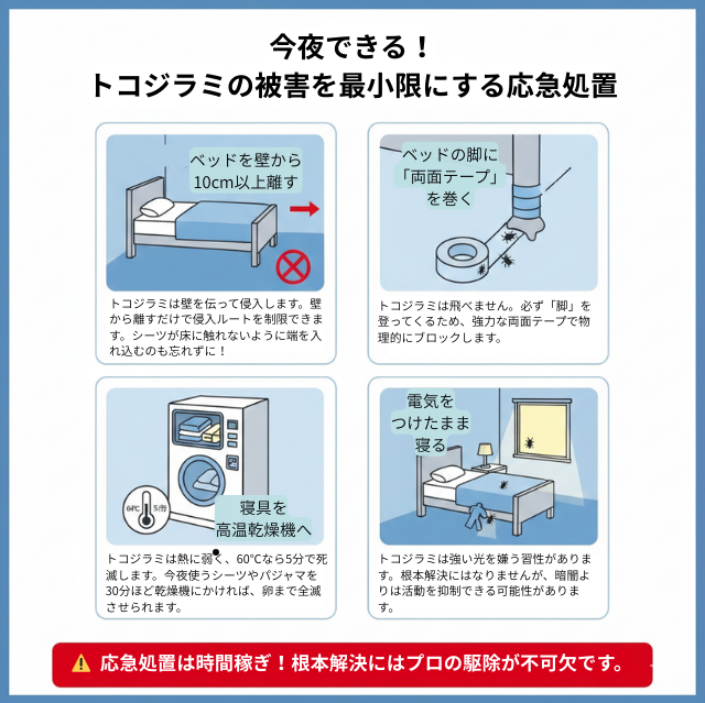 トコジラミに刺された跡を増やさないための今夜できる応急処置