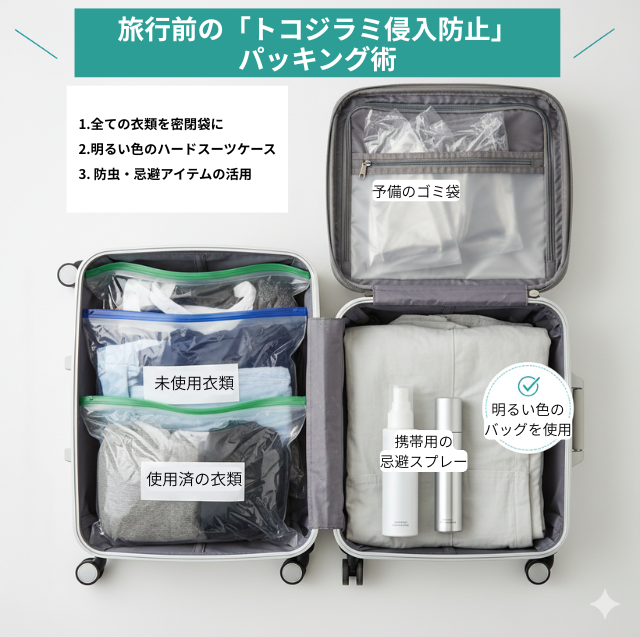 トコジラミ対策の旅行用パッキング