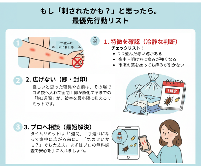 トコジラミに刺されたかもと思ったらすべきこと