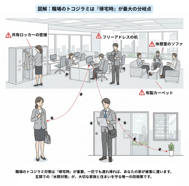 職場のトコジラミの潜伏場所と持ち帰りのリスク