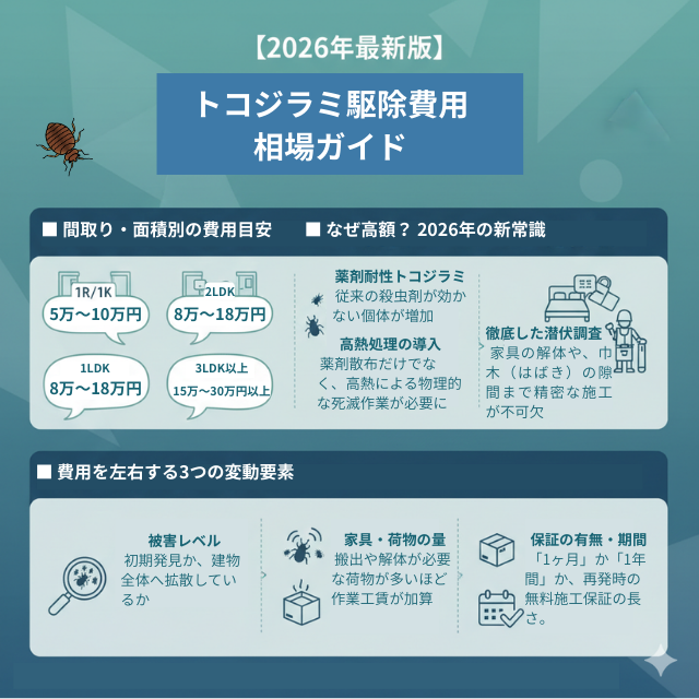 2026年最新トコジラミ駆除の費用相場