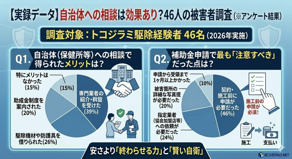 自治体への相談は効果あり？46人のトコジラミ被害者調査