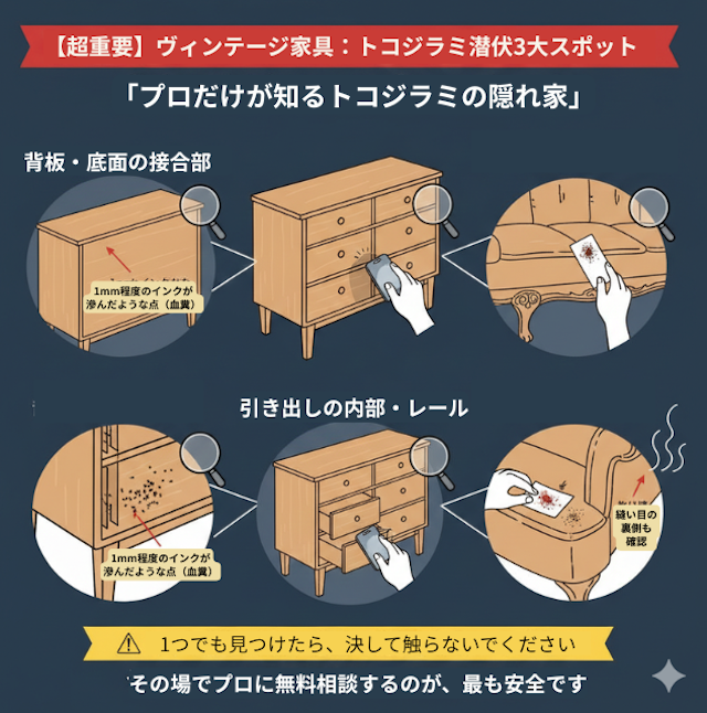 トコジラミの確認ポイント