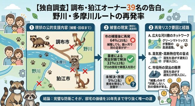 【独自調査】調布・狛江オーナー39名の告白。野川・多摩川ルートの再発率