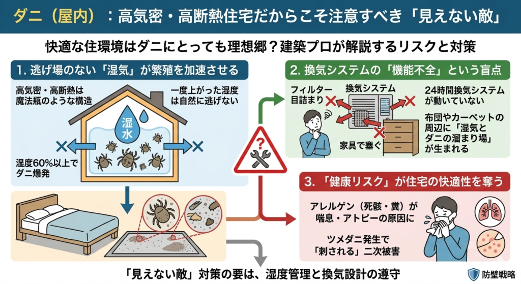 ダニ（屋内）は高気密・高断熱住宅だからこそ注意すべき見えない敵