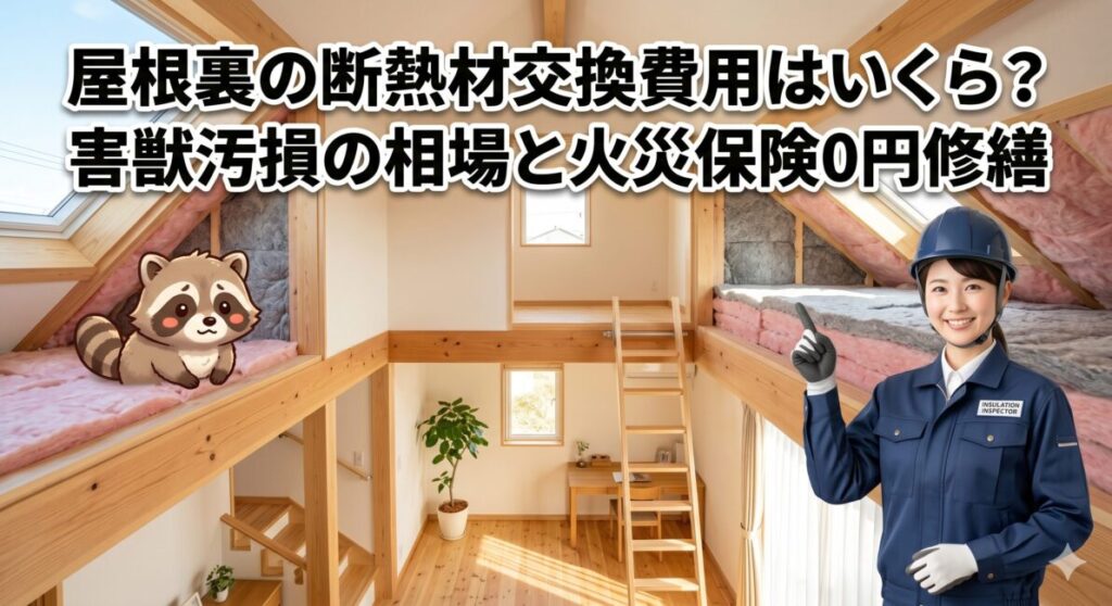 屋根裏の断熱材交換費用はいくら？害獣汚損の相場と火災保険0円修繕