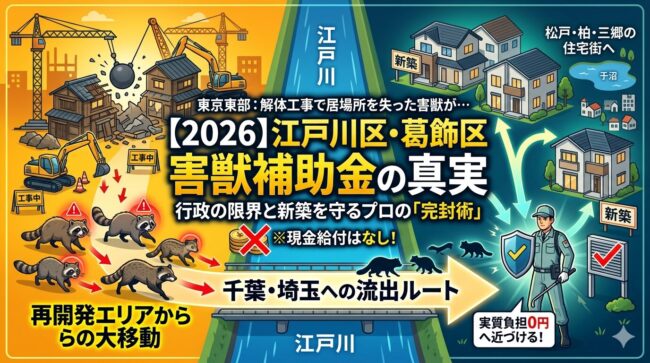 江戸川区・葛飾区のアライグマ駆除補助金は？再開発で放たれた行き場なき害獣の恐怖