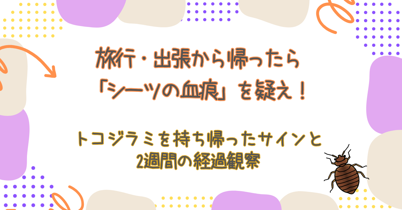 旅行・出張から帰ったら「シーツの血痕」を疑え！トコジラミを持ち帰ったサインと2週間の経過観察