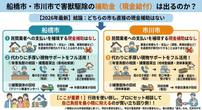船橋市・市川市で害獣駆除の補助金(現金給付)は出るのか?