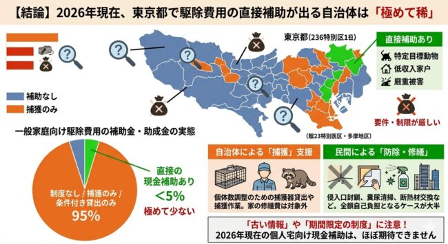 東京都で駆除費用の直接補助が出る自治体は極めて稀