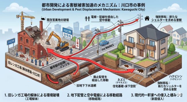 川口市の街並みを模した3Dアイソメトリック図