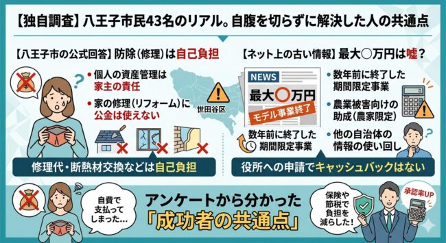 【独自調査】八王子市民43名アンケート自腹を切らずに解決した人の共通点
