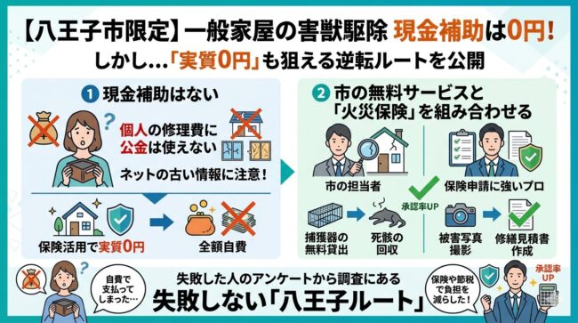 八王子市の害獣駆除補助金は0円？ハクビシン・アライグマ被害を「火災保険」で賢く直す逆転ルートを解説