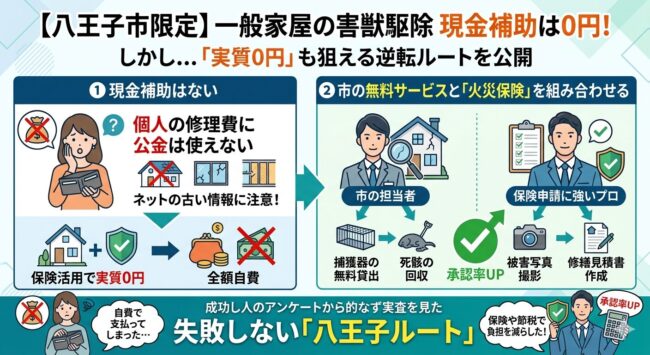 八王子市から一般家屋への直接補助（現金）は出ない