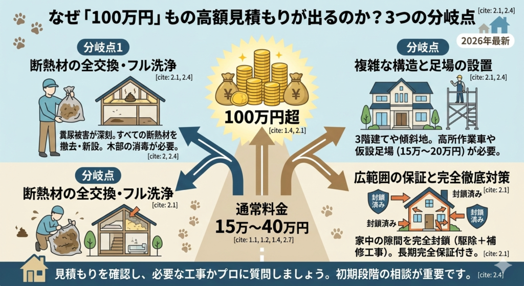 イタチ駆除　駆除費用　100万円　高額見積もり
