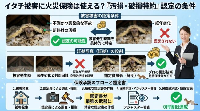 イタチ駆除に火災保険は使える?「汚損・破損特約」認定の条件