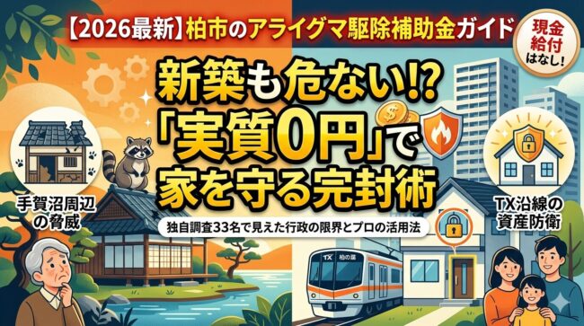 柏市でアライグマ駆除の補助金はもらえる？2026年行政サポートの限界と「新築を守る」プロの選び方