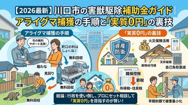 【2026最新】川口市の害獣駆除補助金ガイド｜アライグマ捕獲の手順と「実質0円」の裏技