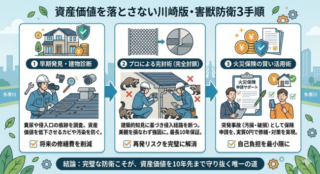 資産価値を落とさない川崎版・害獣防衛3手順
