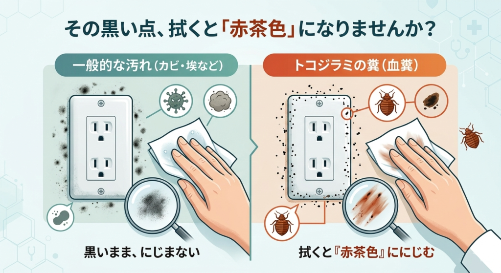 黒い点　カビ　赤茶色　にじむ　血糞　トコジラミ