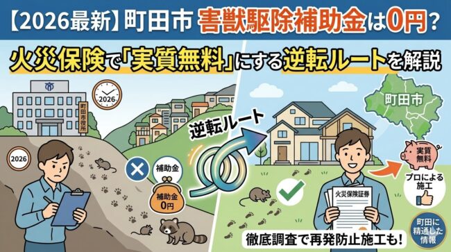 町田市の害獣駆除補助金は0円？火災保険で「実質無料」にする逆転ルートを解説