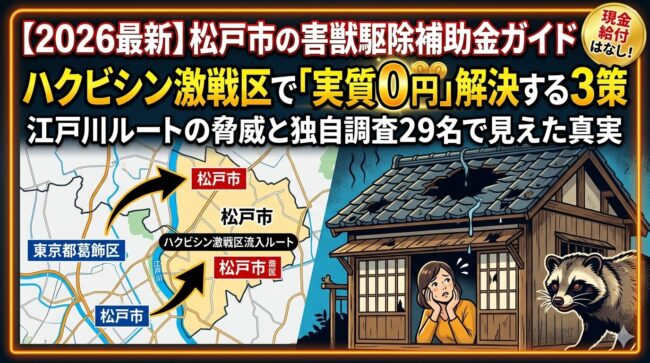 松戸市の害獣被害調査｜補助金なしでも「実質0円」でハクビシンを撃退する資産防衛術