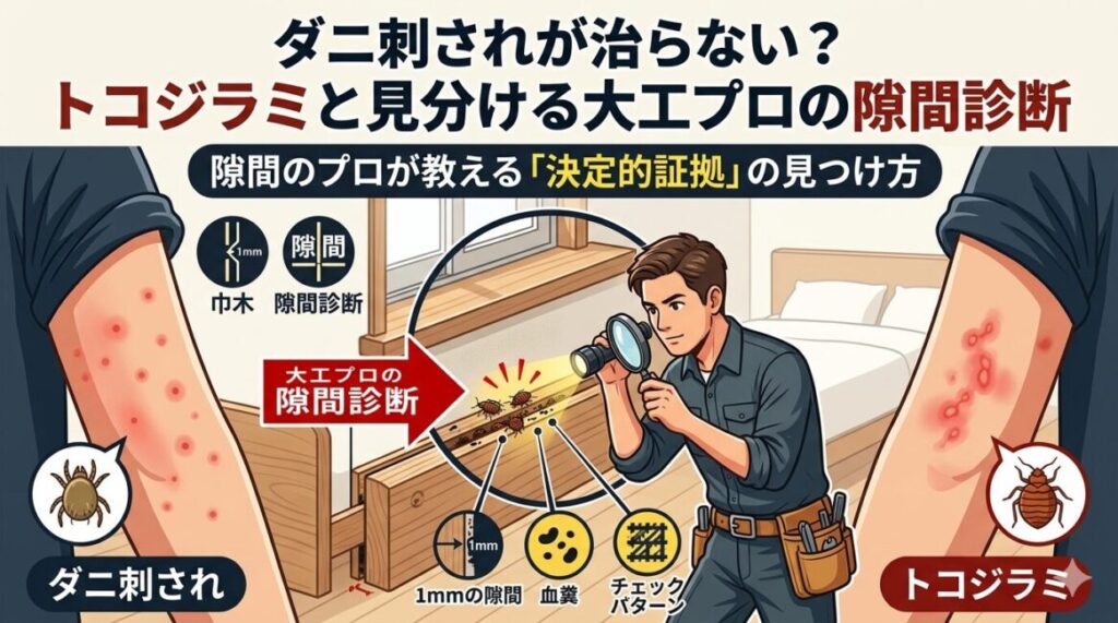 ダニ刺されが治らない？トコジラミと見分ける大工プロの隙間診断