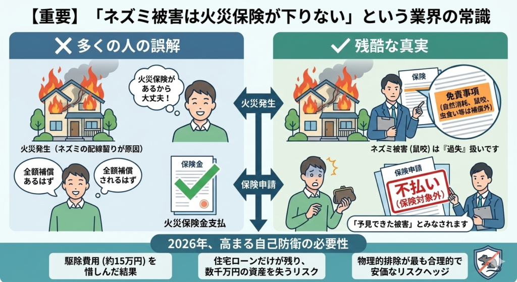 ネズミ被害は火災保険が下りないため駆除費用を惜しまない